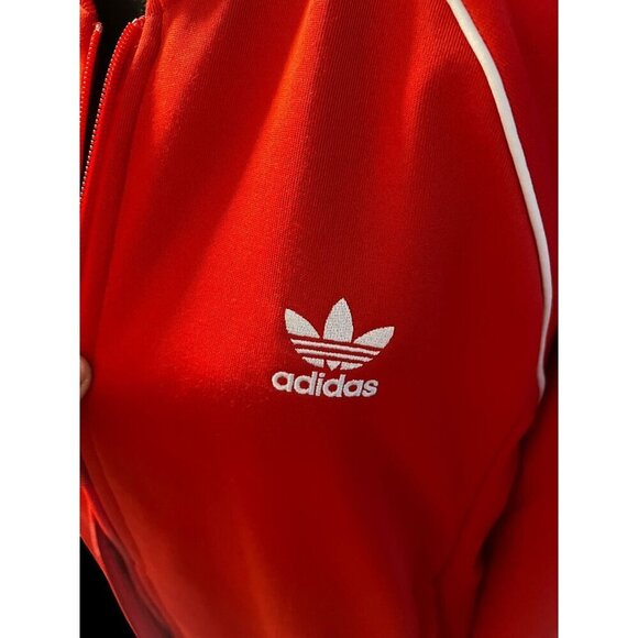 Adidas Red Track Jacket White Stripes Full-Zip Lightweight Casual, STREETWEAR, Y - Picture 5 of 8